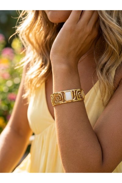 İNN JEWELLERY 316 L Çelik Kelepçe Bileklik Vintage Baget Figürlü Renk Atmaz