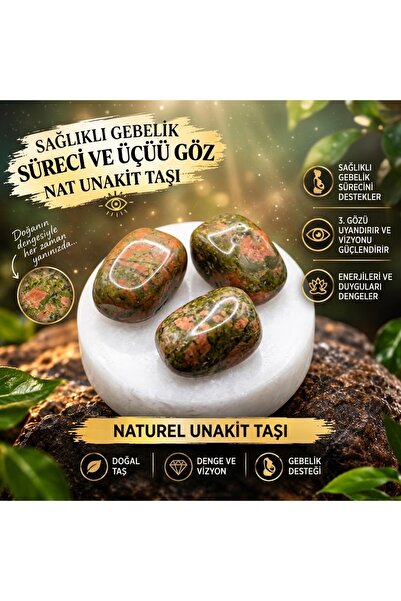 Doğal Unakit Taşı - Sağlıklı Gebelik Desteği & 3. Göz Üçüncü Göz Ve Enerji Dengeleyici Doğal Taş Kütle Seti