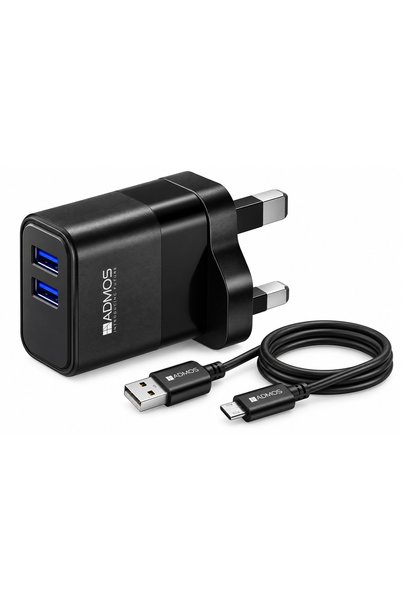 ADMOS شاحن سريع مزدوج USB بقوة 30 واط |   شاحن حائط USB بمنفذين مع كابل مايكرو USB بطول 1 متر للهواتف الذكية والأجهزة الأخرى