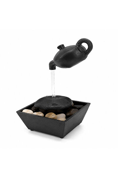 FOXMAG24 Decorative Indoor Fountain with Suspended Tap Effect and Stones, Black