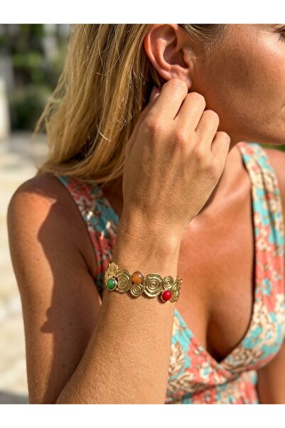 İNN JEWELLERY 316 L Çelik Kelepçe Bileklik Oval Zikzak Figürlü Renk Atmaz