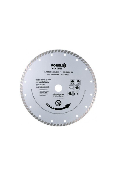 Vorel Disc diamantat turbo, diametru exterior 230 mm, diametru interior 22.2 mm