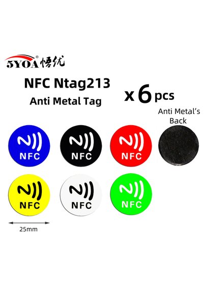 Choice اللون-6 مضاد 213، 6 قطع، ملصق NFC Ntag213 Ntag215 Ntag216، ملصق عالمي ...