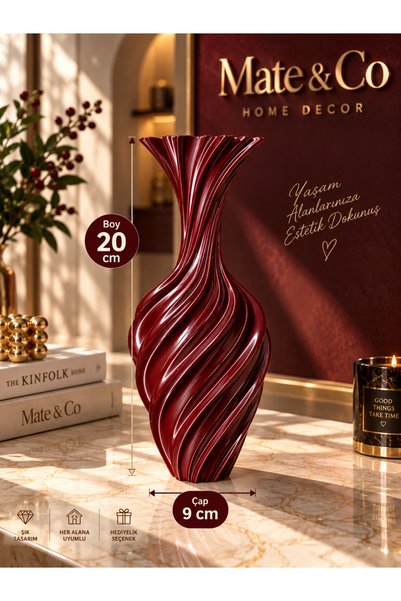 Kıvrımlı Tasarım Dekoratif Vazo Modern Şık Salon Masa Sehpa Dekoru 20x9cm