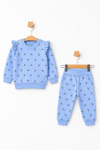 Aziz Bebe Baby Girl Patterned Sweatshirt Pants 2-Piece Bottom Top Baby Set 3 ...