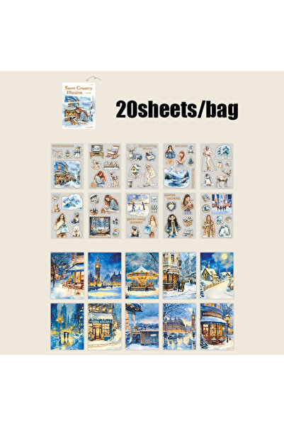 Choice S29516-4 20 قطعة كتاب ملصقات بتصميم شتاء خيالي بلمسة ريفية ثلجية، مواد...