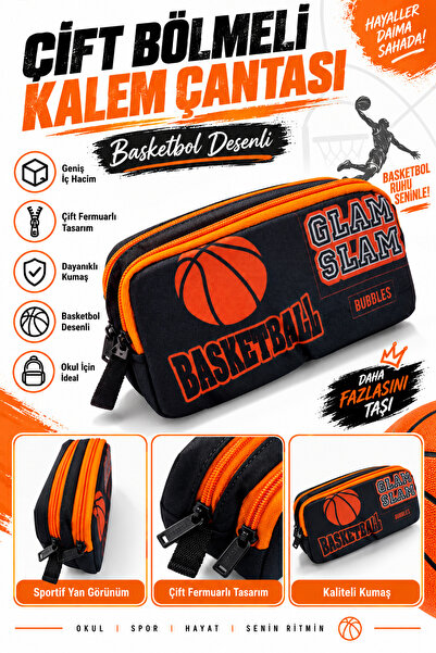 GÜZELYÜZ AVM Basketball Kalem Çantası Kalemlik İki Bölmeli Basketbol Kalem Ku...