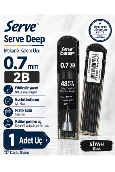 Serve Deep Mekanik Versatil Kalem Ucu 1 Adet Kutu (48 Uç İçerir) 0.3 / 0.5 / ...