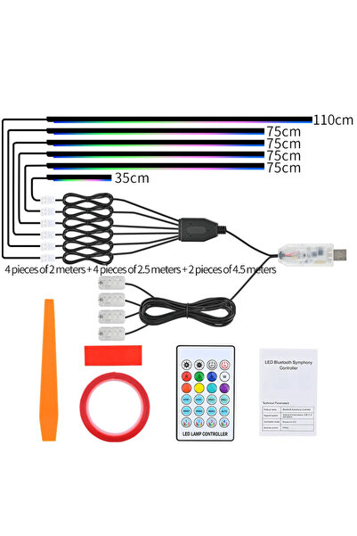 Choice شريط إضاءة LED للسيارة 10 في 1 بطول 1/6/10 بوصة، مصباح جو داخلي أكريلي...