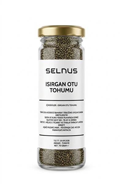 SELNUS Isırgan Otu Tohumu 70 Gr Cam Kavanoz Isırgan Tohumu Nettle Seeds Urtica