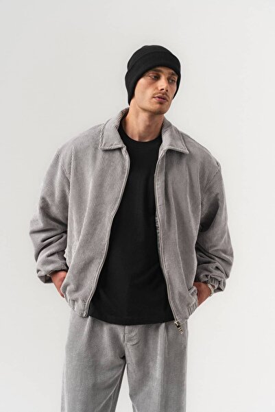 go gang own Cordguard Thick Corduroy Zippered Collared Men's Coat