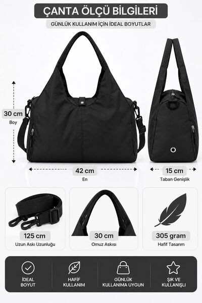 VIATOX VX-026 Kadın Ayakkabı Bölmeli Spor Ve Seyahat Çantası Omuz Çantası SİYAH