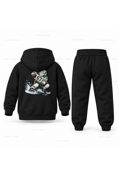 SVART WEAR طقم بدلة رياضية للأطفال مطبوع عليه لعبة هوكي الجليد من Six Seven 67