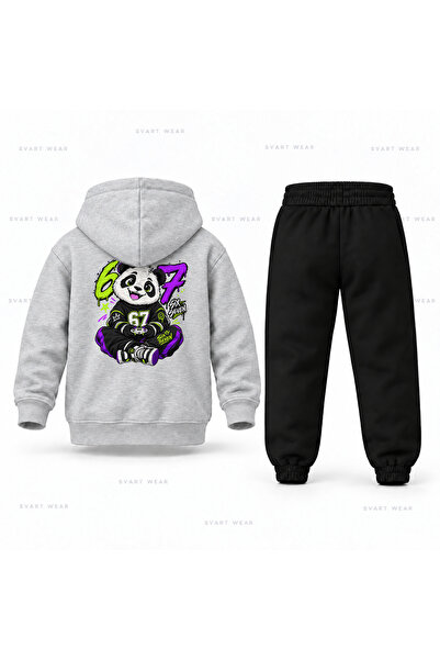 SVART WEAR Six Seven 67 Panda Player Σετ παιδικής φόρμας με κουκούλα και στάμπα