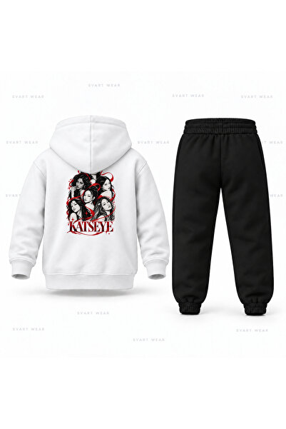 SVART WEAR طقم بدلة رياضية للأطفال بطباعة عمودية من KATSEYE مكون من ست قطع