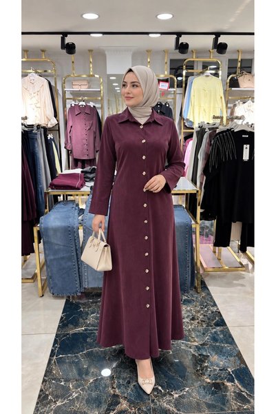 Butik Mürdüm Abaya Görünümlü Elbise Modelimiz