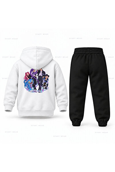 SVART WEAR Kpop Demon Hunters Rumi Jinu El Selam Printed Kids Hooded Tracksui...