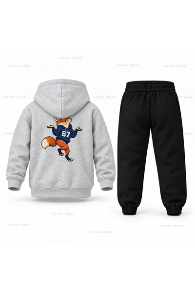 SVART WEAR طقم بدلة رياضية للأطفال مطبوع عليها Six Seven 67 Fox Drum Adim