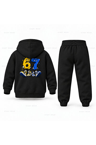 SVART WEAR طقم بدلة رياضية للأطفال مطبوع عليه Six Seven 67 Rakam Havali Adim