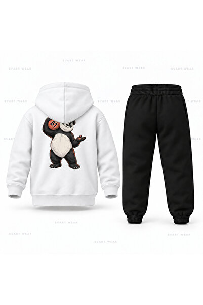 SVART WEAR طقم بدلة رياضية للأطفال من Six Seven 67 Panda Top مطبوع عليه شعار ...