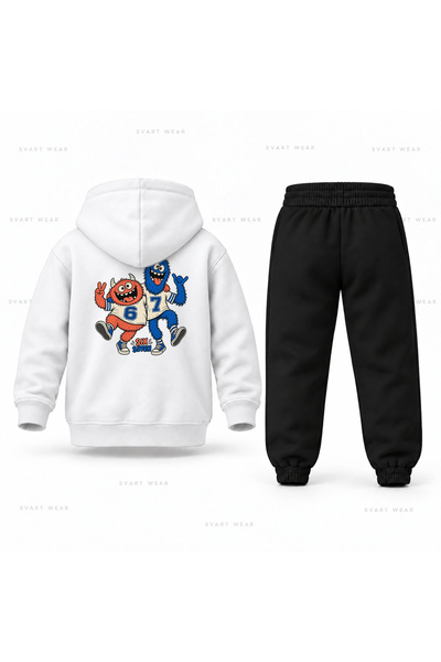 SVART WEAR طقم بدلة رياضية للأطفال مطبوع عليه Six Seven 67 Monster Friends