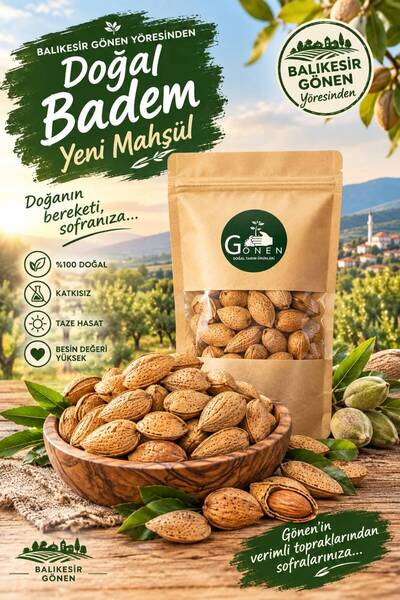 gönen akbaba tarım Kabuklu badem yerli 500 gram