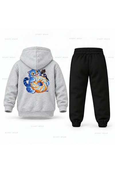 SVART WEAR Kpop Demon Hunters Derpy Simit Printed Children's Hooded Tracksuit...