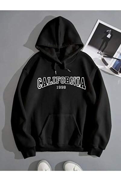 ARMHEM Kadın Oversize Çicekli Kelebek Siyah Sweatshirt