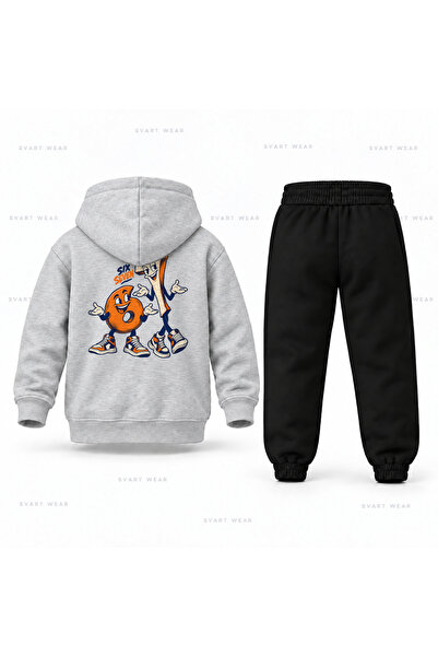 SVART WEAR Six Seven 67 Σετ Παιδικής Φόρμας με Κουκούλα με Τυπωμένο Σχέδιο "S...