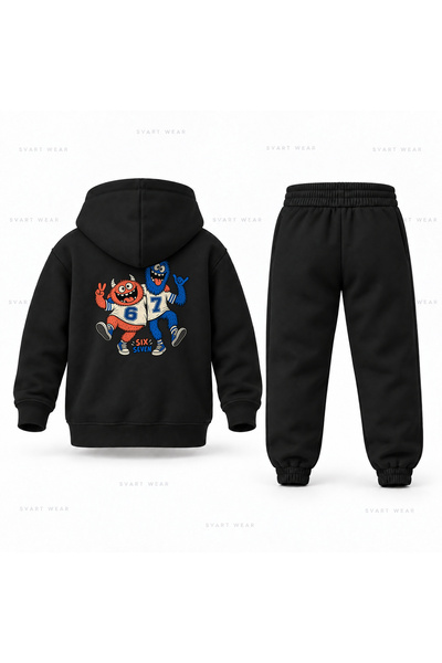 SVART WEAR طقم بدلة رياضية للأطفال مطبوع عليه Six Seven 67 Monster Friends