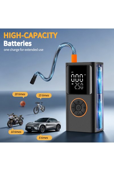GEARELEC Portable Rechargeable Car Tire Inflator, Smart Wireless Air Pump with Digital Led Display and Auto-Off,