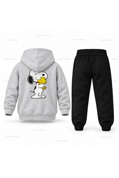SVART WEAR طقم بدلة رياضية للأطفال مطبوع عليها صورة سنوبي فريندشيب كروسنج