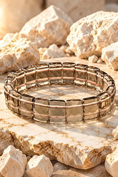 NBS Beautiful Naturel Stones سوار من الكوارتز الدخاني ذو جودة قصّاصية مميزة و...