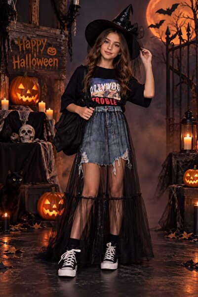 SUNEH Girl's Single Layer Ruffle Detailed Complementary Tulle Skirt Party, Ha...