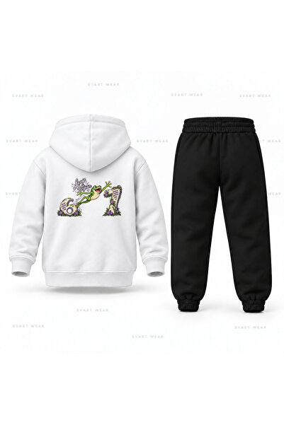 SVART WEAR طقم بدلة رياضية للأطفال مطبوع عليه Six Seven 67 Kurbaga Sicrama