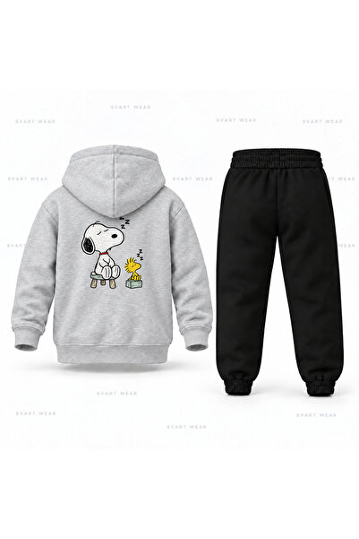 SVART WEAR Σετ παιδικής φόρμας με κουκούλα με στάμπα Snoopy σε καρέκλα ύπνου