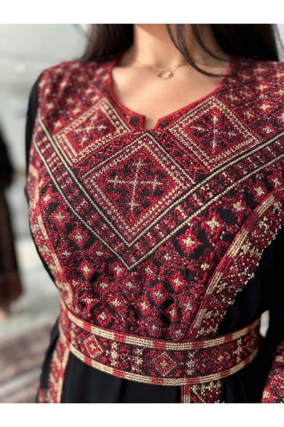Lyaly aljlabyh Saudi Arabian Luxurious Jalabiya Authentic Palestinian Embroid...