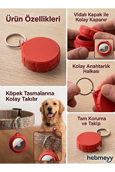 hebmeyy Airtag Yuvalı Plastik Vidalı Kapak Düşmeyen Kedi Ve Köpek Tasması Air...