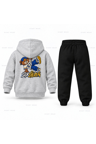 SVART WEAR Six Seven 67 Ayicik DJ Παιδικό Σετ Φόρμας με Κουκούλα και Στάμπα