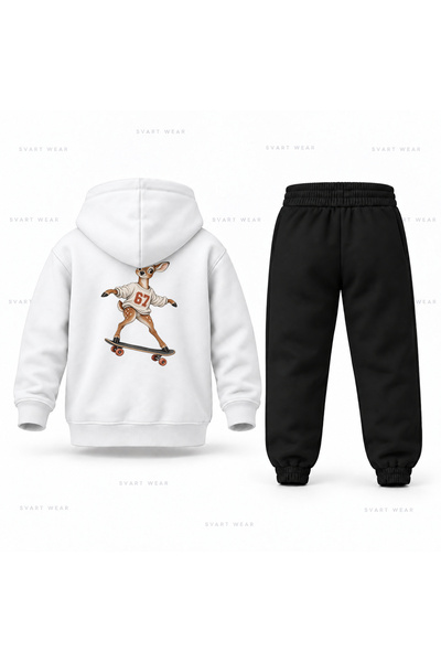 SVART WEAR طقم بدلة رياضية للأطفال بقلنسوة مطبوع عليها Six Seven 67 Geyik Denge