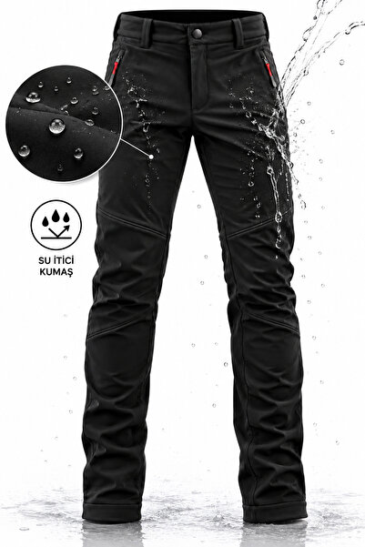Boodie Erkek Kışlık İçi Polarlı Rüzgar Geçirmez Su İtici Likralı Softshell Pa...