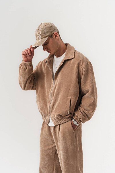 go gang own Cordguard Thick Corduroy Zippered Collared Men's Coat