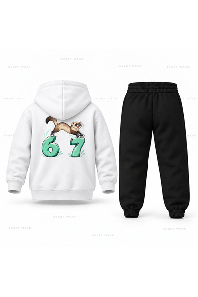 SVART WEAR طقم بدلة رياضية للأطفال مطبوع عليه Six Seven 67 Sansar Parkur