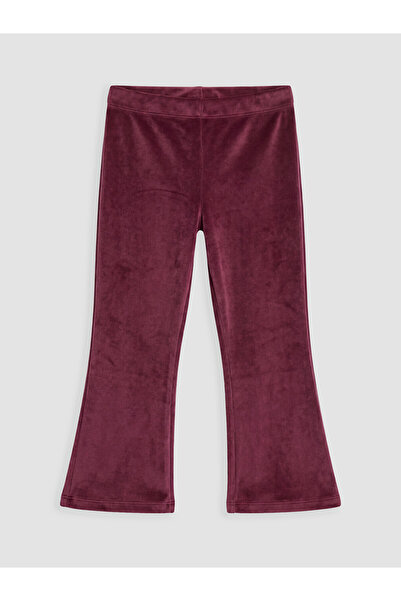 LC Waikiki Vizyon New Season Plum Girls' Spanish Style Velvet Leggings Pants