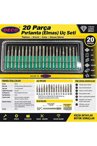 DECO 20 PARÇA EXTRA KALİTE 20 PARÇA SAPLI ELMAS TAŞ