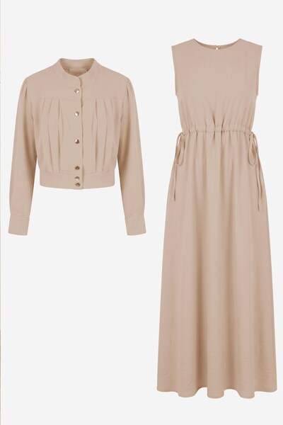hadiora Beige Jacketed Suit Modern Cut Islamic Clothing