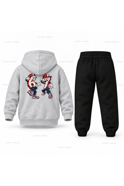 SVART WEAR طقم بدلة رياضية للأطفال مطبوع عليها شعار Six Seven 67 Number Street