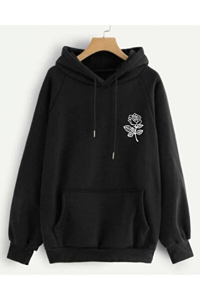 ARMHEM سويت شيرت قطني أسود مطبوع مقاس كبير