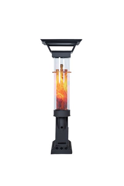 etinova Compact İF-17 Camlı Alev Lambası Dış Mekan Pelet Soba - Siyah