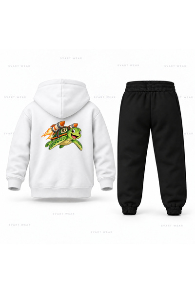 SVART WEAR Six Seven 67 Παιδικό σετ φόρμας με κουκούλα με στάμπα χελώνας και ...